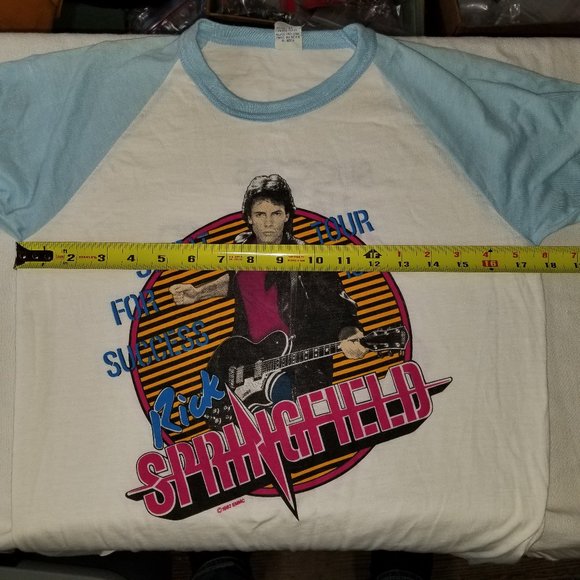Vintage Rick Springfield 1982 Tour Single Stitch Raglan Shirt Size M Blue/White - Picture 6 of 7